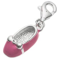 STERLING SILVER Lady Shoe Enamel Dangle CHARM Pendant for European Style Clip on Charm
