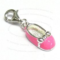 STERLING SILVER Lady Shoe Enamel Dangle CHARM Pendant for European Style Clip on Charm