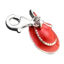 STERLING SILVER Lady Hat Enamel Dangle CHARM Pendant for European Style Clip on Charm