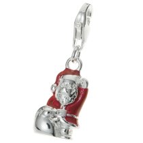 STERLING SILVER Christmas Santa Claus Dangle CHARM Pendant for European Style Clip on Charm
