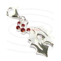 Sterling Silver Red Enamel Christmas Leaf Flower Dangle Charm Pendant for European Lobster Charm