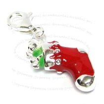 STERLING SILVER Christmas Gift Sock Dangle CHARM Pendant for European Style Clip on Charm