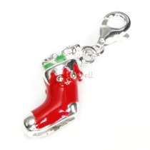 STERLING SILVER Christmas Gift Sock Dangle CHARM Pendant for European Style Clip on Charm