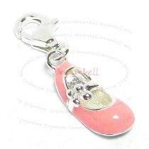 STERLING SILVER Girl Shoe Enamel Dangle CHARM Pendant for European Style Clip on Charm