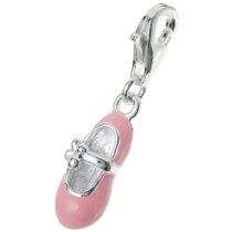 STERLING SILVER Girl Shoe Enamel Dangle CHARM Pendant for European Style Clip on Charm