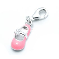 STERLING SILVER Girl Shoe Enamel Dangle CHARM Pendant for European Style Clip on Charm