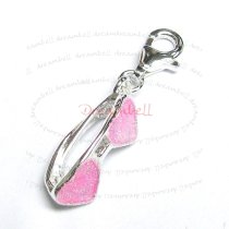 STERLING SILVER Love Heart Glasses Enamel Dangle CHARM Pendant for European Style Clip on Charm