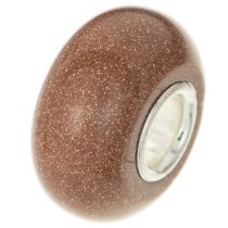 Sterling Silver Gold Sand Stone Bead for European Charm Bracelets
