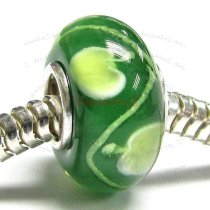 Sterling Silver Green Murano Apple Glass Bead for European Charm Bracelets