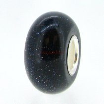 Sterling Silver Black Sand stone Bead for European Charm Bracelets