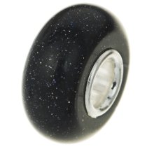 Sterling Silver Black Sand stone Bead for European Charm Bracelets