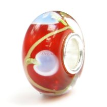 Sterling Silver Red Murano Apple Glass Bead for European Charm Bracelets