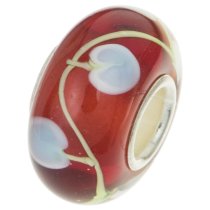 Sterling Silver Red Murano Apple Glass Bead for European Charm Bracelets