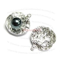Sterling Silver Pearl Oyster pin Pendant Connector Bead 19.5mm