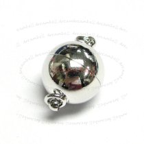 Rhodium Silver Plated 1 strand Round Ball Magnetic Clasp 8mm