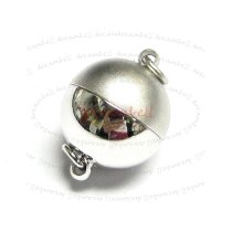 Rhodium Silver Plated 1 strand Round Stardust Ball Magnetic Clasp 10mm