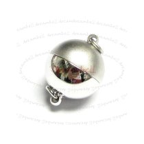 Rhodium Silver Plated 1 strand Stardust Round Ball Magnetic Clasp 8mm