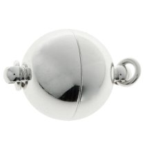 Rhodium Silver Plated 1 strand Round Ball Magnetic Clasp 12mm
