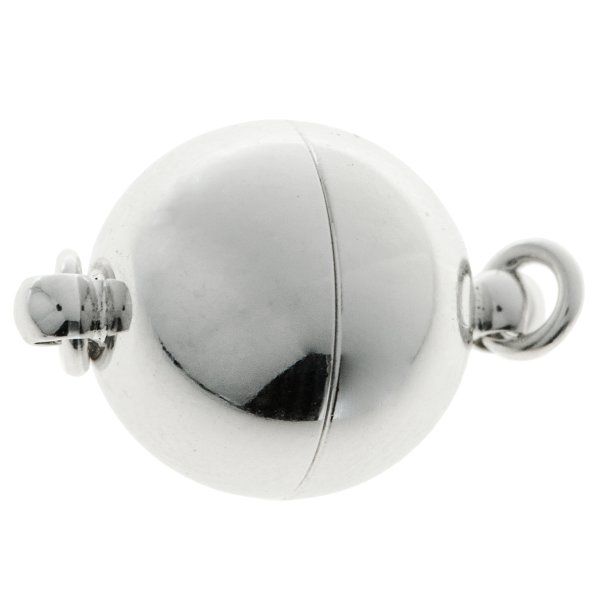 Rhodium Silver Plated 1 strand Round Ball Magnetic Clasp 10mm
