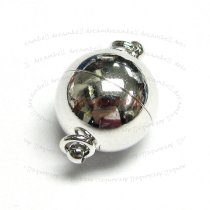 Rhodium Silver Plated 1 strand Round Ball Magnetic Clasp 10mm