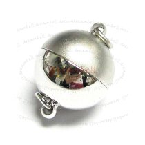 Rhodium Silver Plated 1 strand Stardust Round Ball Magnetic Clasp 12mm