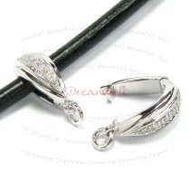 1x Rhodium plated Sterling Silver CZ Pendant Bail Clasp Connector