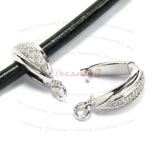 1x Rhodium plated Sterling Silver CZ Pendant Bail Clasp Connector