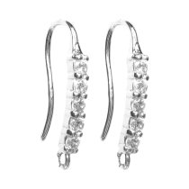 2x Sterling Silver CZ Crystal Earwire Ear Hook 22.5mm