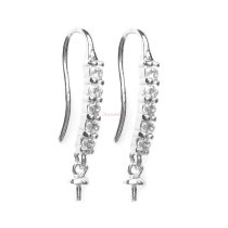 2x Sterling Silver CZ Crystal Earwire Ear Hook 22.5mm
