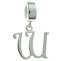 1x Sterling Silver Letter Initial W Dangle Bead for European Charm Bracelets