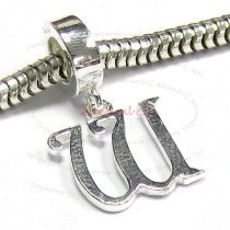 1x Sterling Silver Letter Initial W Dangle Bead for European Charm Bracelets