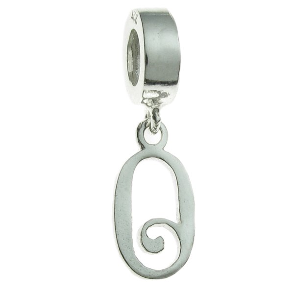 1x Sterling Silver Letter Initial O Dangle Bead for European Charm Bracelets