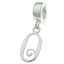 1x Sterling Silver Letter Initial O Dangle Bead for European Charm Bracelets