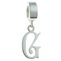 1x Sterling Silver Letter Initial G Dangle Bead for European Charm Bracelets