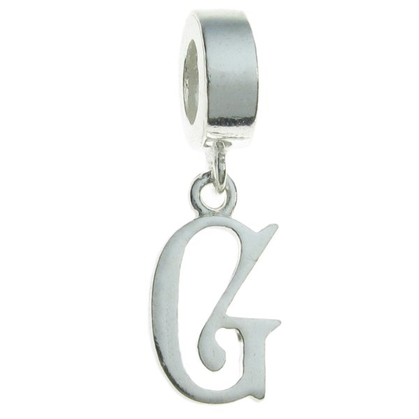 1x Sterling Silver Letter Initial G Dangle Bead for European Charm Bracelets