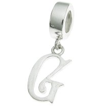 1x Sterling Silver Letter Initial G Dangle Bead for European Charm Bracelets