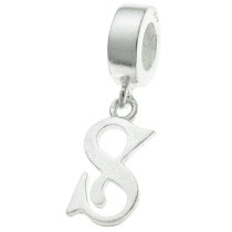 1x Sterling Silver Letter Initial S Dangle Bead for European Charm Bracelets