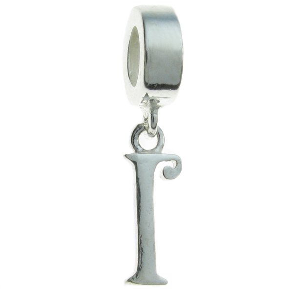 1x Sterling Silver Letter Initial I Dangle Bead for European Charm Bracelets