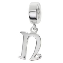 1x Sterling Silver Letter Initial N Dangle Bead for European Charm Bracelets