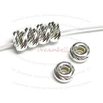 10x Sterling Silver Moon Multi Cut Rondelle Bead Spacer 4mm
