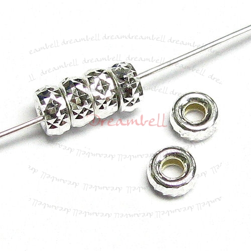 10x Sterling Silver Pyramid Cut Rondelle Bead Spacer 3mm