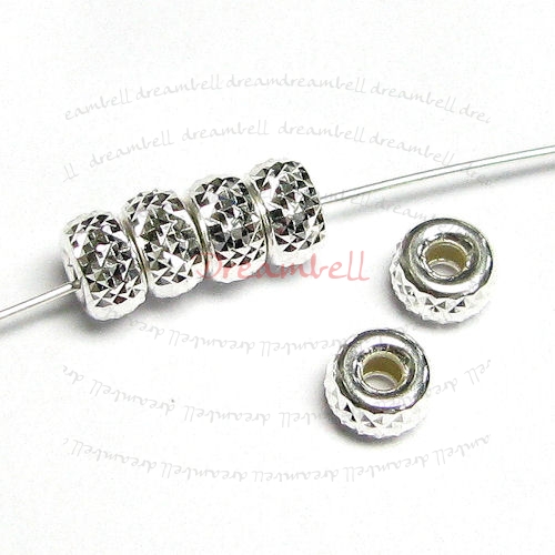 10x Bright Sterling Silver Pyramid Cut Rondelle Bead Spacer 4mm