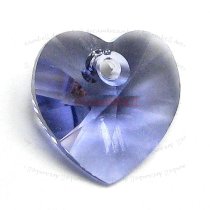4x Swarovski Crystal 6228 Xilion Heart Charm Tanzanite 10mm