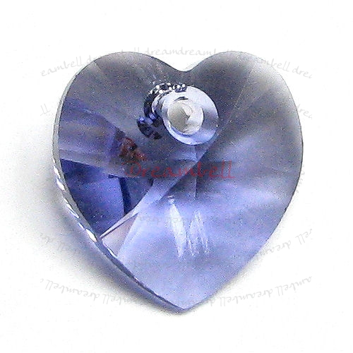 4x Swarovski Crystal 6228 Xilion Heart Charm Tanzanite 10mm