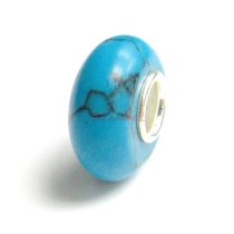 Sterling Silver TURQUOISE Round Bead for European Charm Bracelets