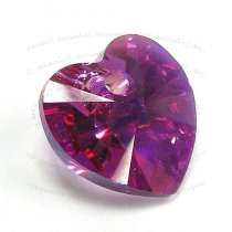 4 Swarovski Crystal Xilion Heart Charm pendant Fuchsia AB 10mm 6228