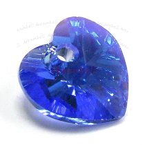 4 Swarovski Crystal Xilion Heart Charm pendant Sapphire AB 10mm 6228