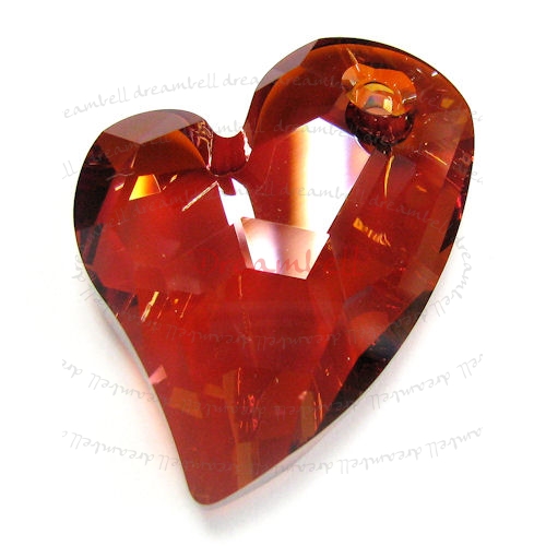 Swarovski 6261 Crystal Devoted 2 U Heart Charm pendant Red Magma 36mm