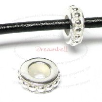 Sterling Silver STOPPER WITH RUBBER Stopper DOTS Round Bead for European Charm Bracelets
