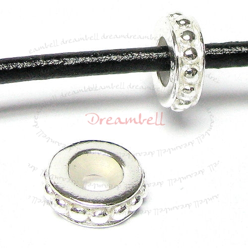 Sterling Silver STOPPER WITH RUBBER Stopper DOTS Round Bead for European Charm Bracelets